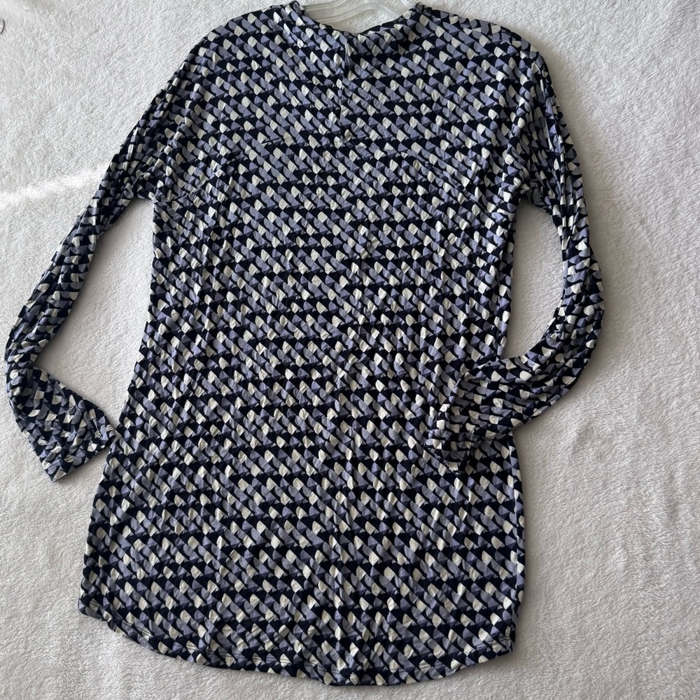 FRANCO MIRABELLI Vintage Y2K 1/4 Zip Graphic Print Jersey Knit Stretch Top Tee M - Picture 4 of 13